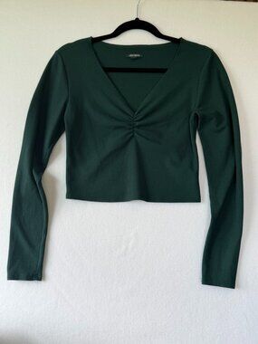 Wild Fable Ribbed Ruched Long Sleeve Crop Top – Women’s Medium